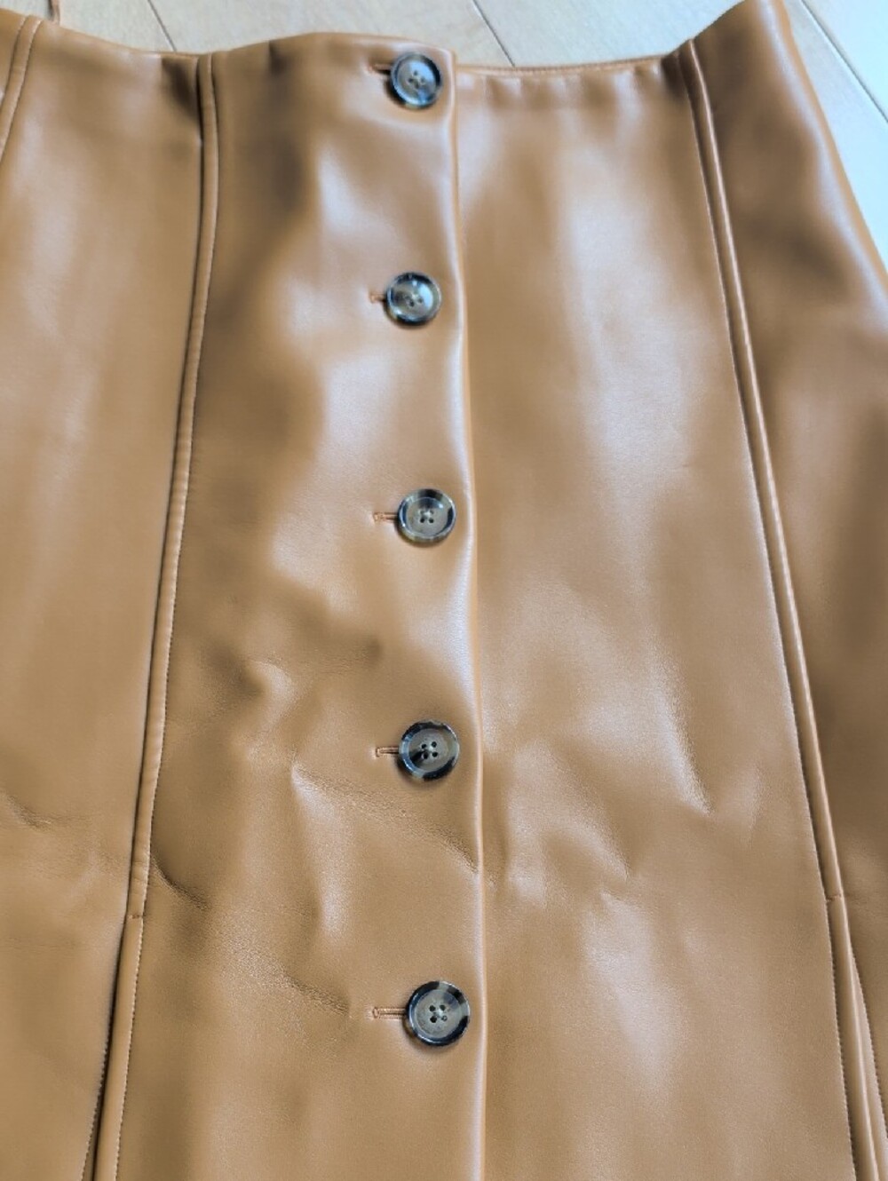 Banana Republic Faux Leather Button-Front Skirt in Camel - Picture 2 of 4